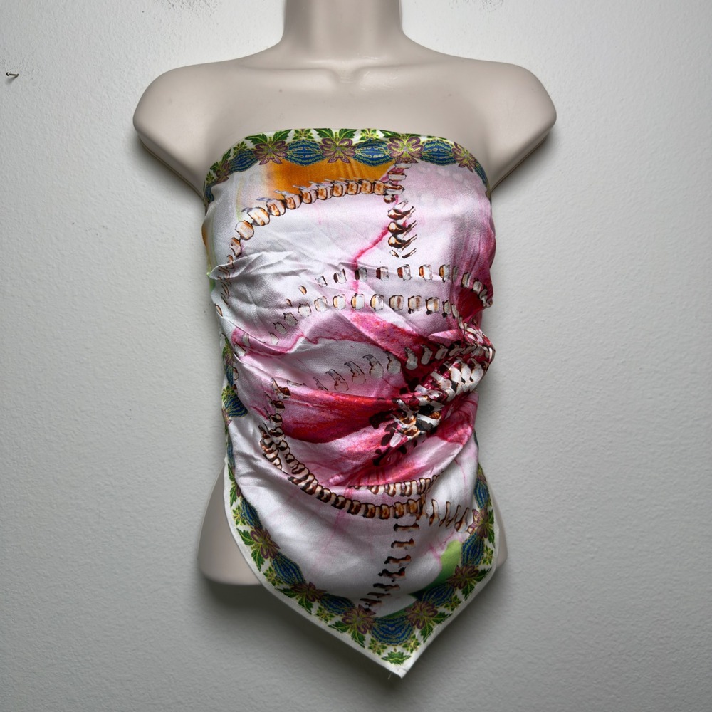 Her Bottari Women Tube Top Large Pink Multi Scarf Asymmetrical Starpless y2k
